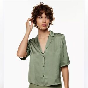 Aritiza Satin Olive Green Women's Top